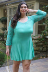 Junior Plus Mint Lace Detail Long Sleeve Mini Dress /2-2-2 - Tasha Apparel Wholesale
