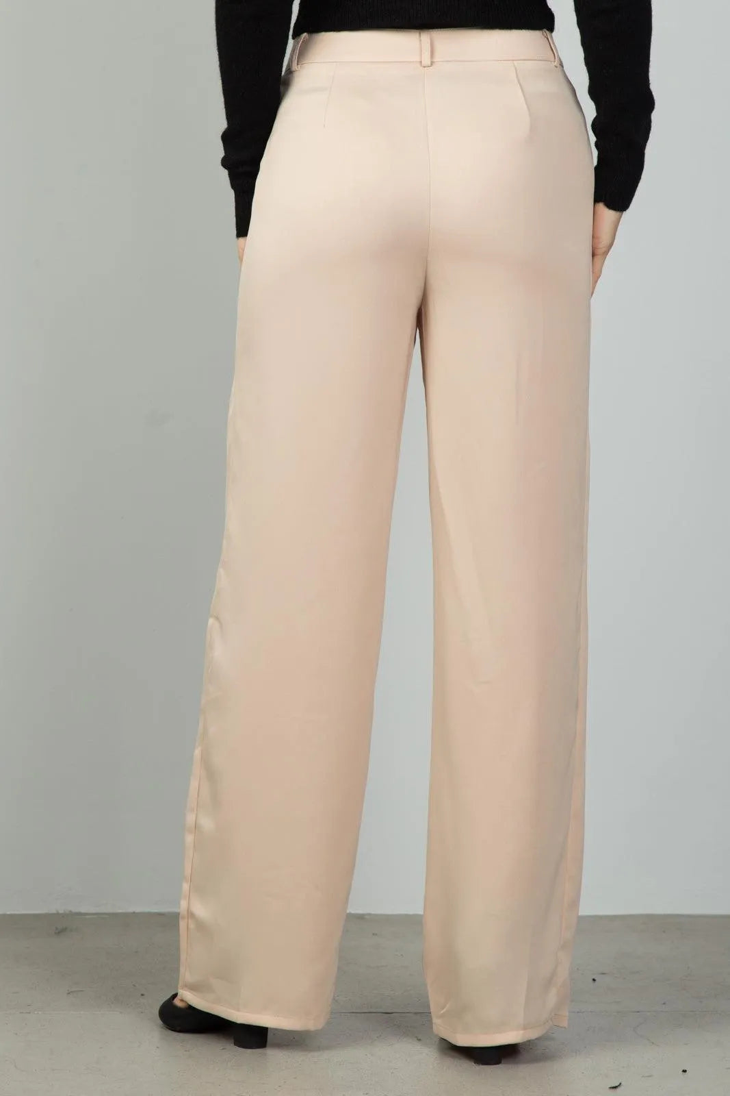 Beige Mid-Rise Wide Leg Pants /1-2-1 - Tasha Apparel Wholesale