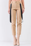 Khaki Mid-Rise Detachable Utility Straps Detail Straight Cut Pants / 1-2-1 - Tasha Apparel Wholesale