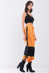 Bright Orange High Waist Print Side Trim Utility Buckle Detail Parachute Racetrack Cargo Pants /1-2-2 - Tasha Apparel Wholesale