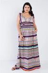 Junior Plus Size Boho Stripe Crop Top & Maxi Skirt Set /1-1-1 - Tasha Apparel Wholesale