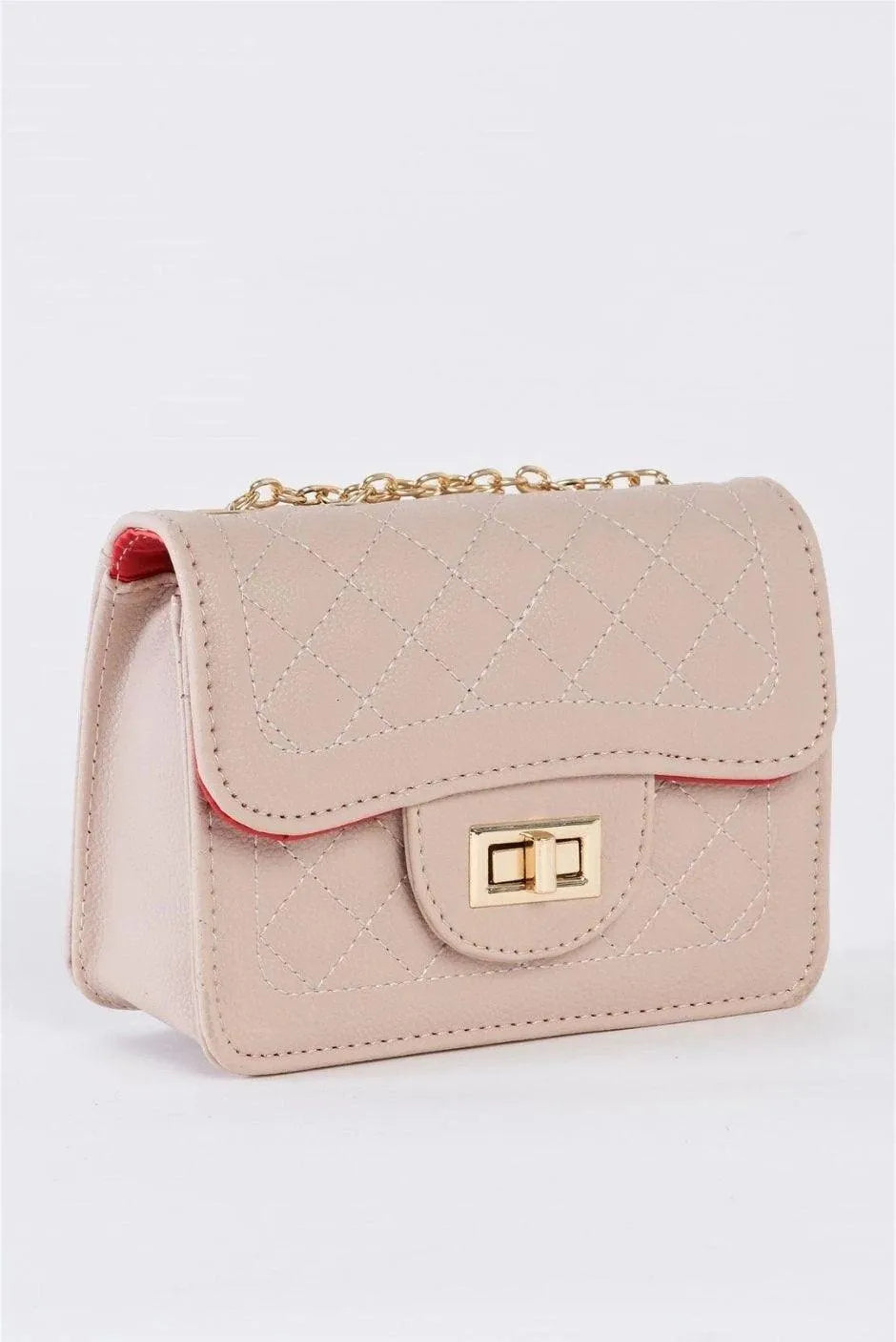 Nude Vegan Leather Quilted Chain Crossbody Bag /1 Bag - Tasha Apparel Wholesale