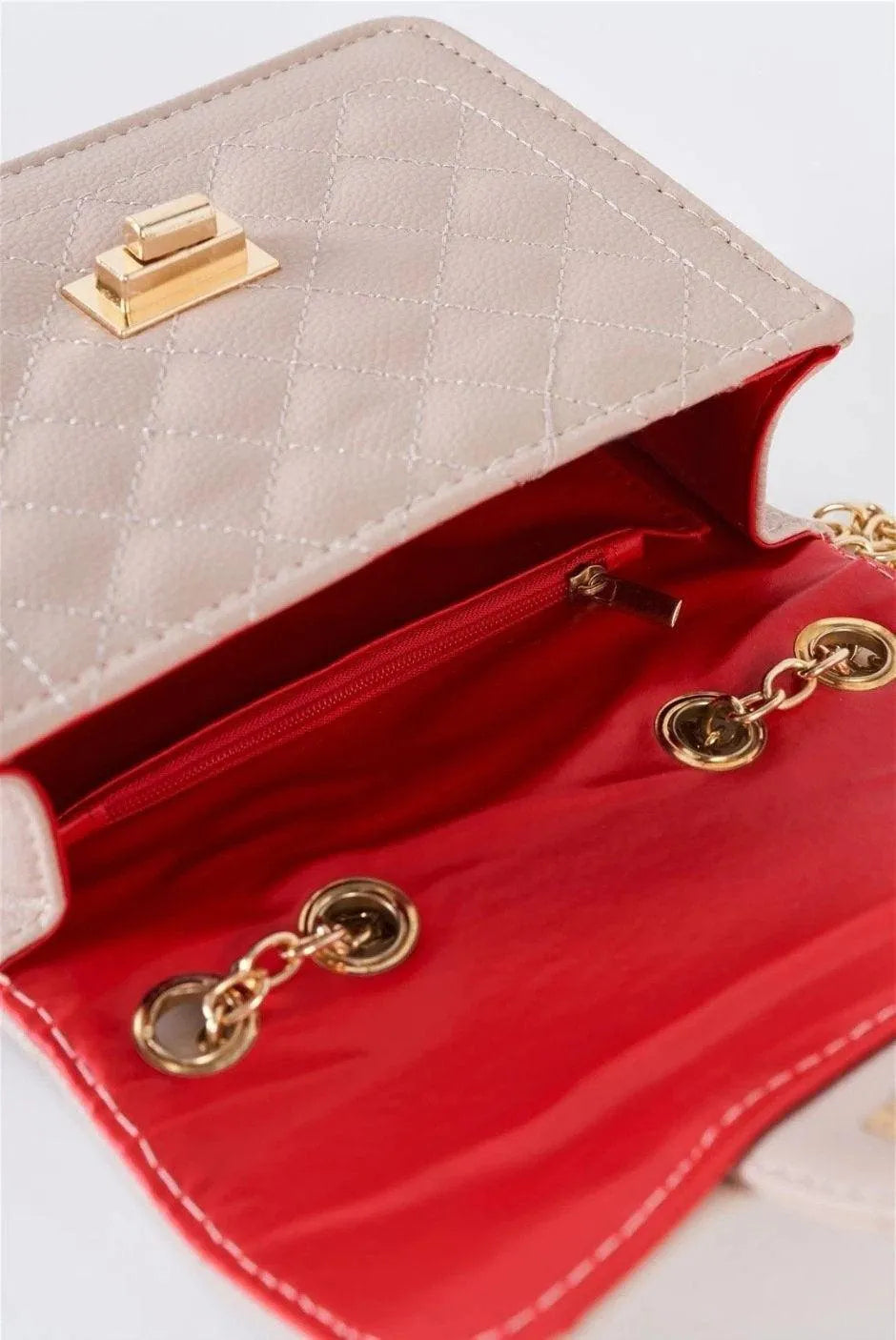 Nude Vegan Leather Quilted Chain Crossbody Bag /1 Bag - Tasha Apparel Wholesale