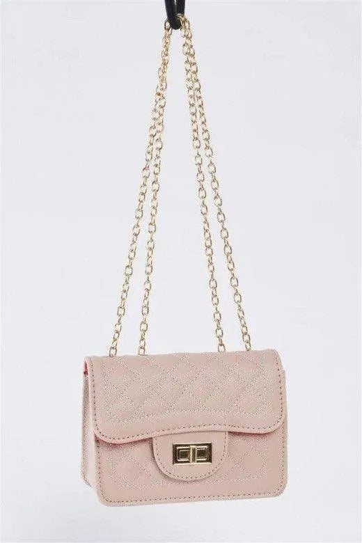 Nude Vegan Leather Quilted Chain Crossbody Bag /1 Bag - Tasha Apparel Wholesale