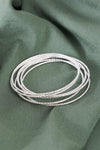 Silver Ribbed 7 Ring Bracelet /6 Pieces