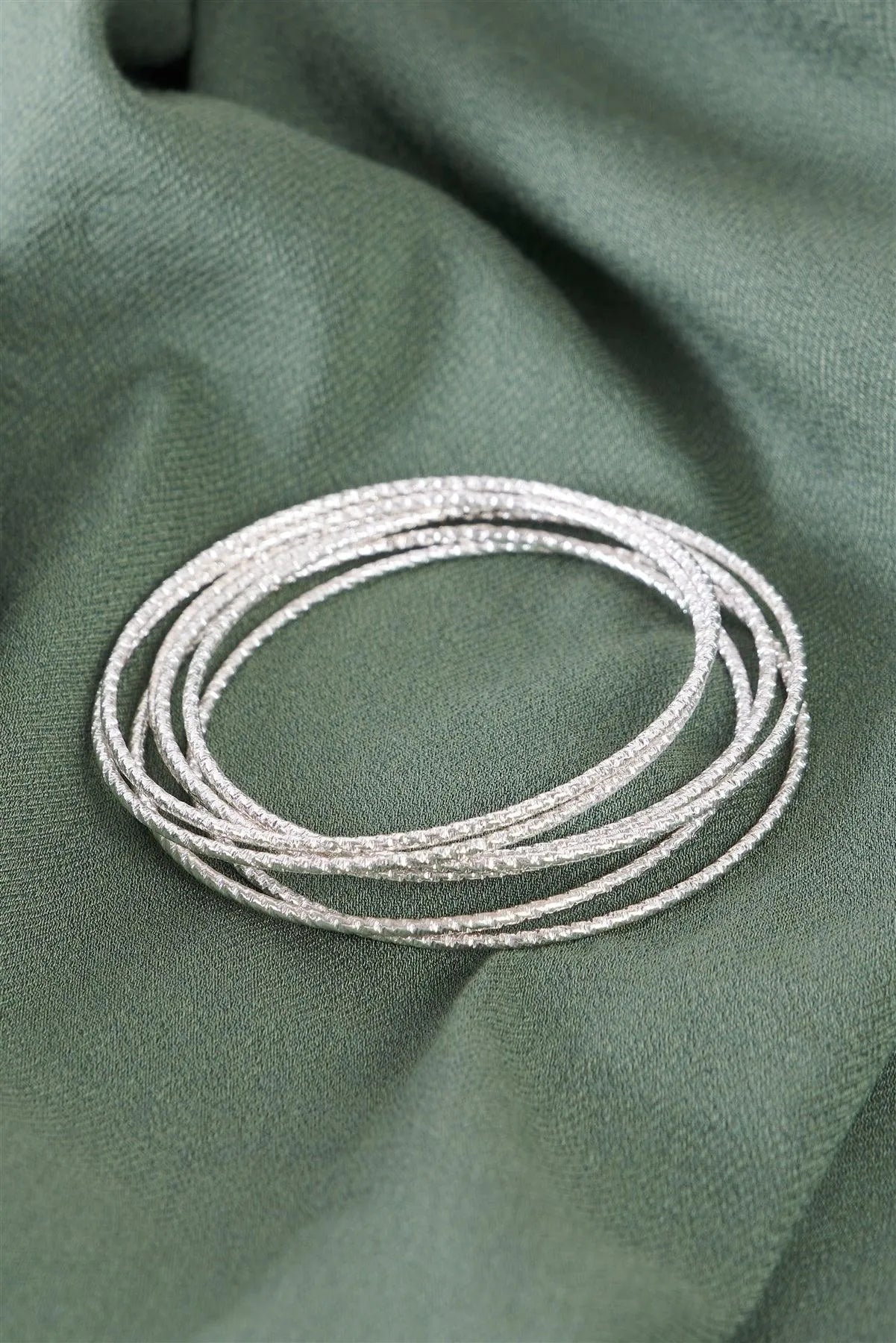 Silver Ribbed 7 Ring Bracelet /6 Pieces - Tasha Apparel Wholesale