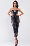 Party In Eden Navy & Pink Chameleon Sequin Palm Leave Pattern Sleeveless Tube Jumpsuit /2-2-2 - Tasha Apparel Wholesale