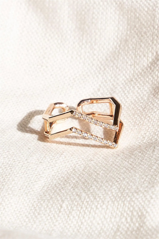 Rose Gold Geometric Diamond Ring /5 Pieces - Tasha Apparel Wholesale