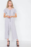 Solid Grey Flared Ankle Gaucho Jumpsuit /2-2-2 - Tasha Apparel Wholesale