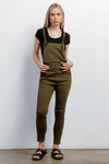 Olive Denim Cotton Silver Hardware Sleeveless Overall /3-2-1 - Tasha Apparel Wholesale