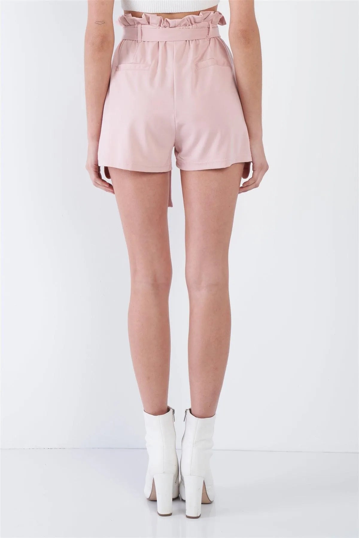 Pink High Waist Frill Trim Casual Office Chic Shorts /3-2-1 - Tasha Apparel Wholesale