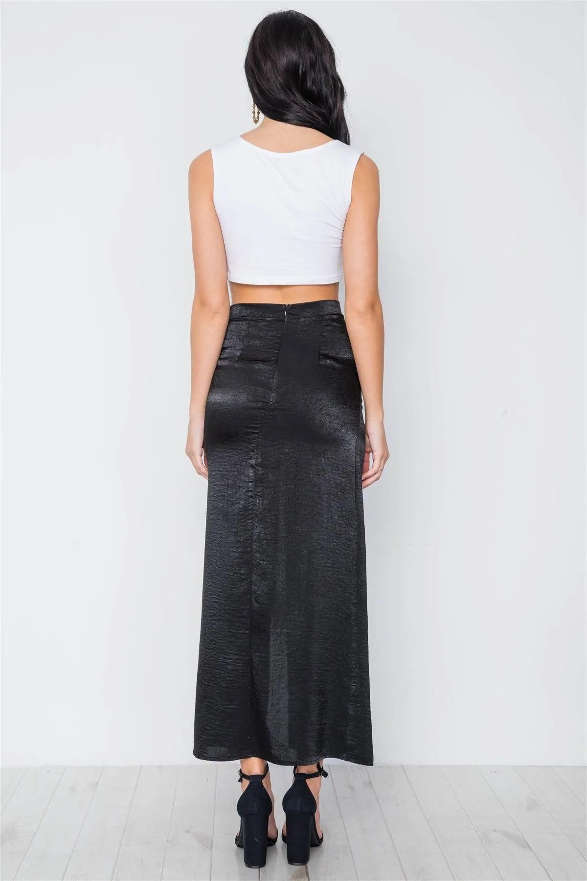 Black Bodycon Front Slit Maxi Skirt /4-2-1 - Tasha Apparel Wholesale