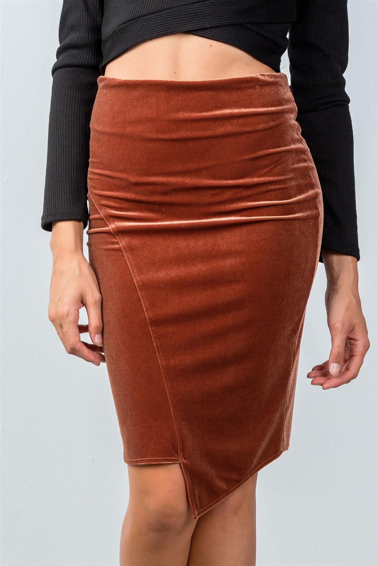 Rust Velvet Pencil Mini Skirt /3-2-1