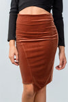 Rust Velvet Pencil Mini Skirt /3-2-1 - Tasha Apparel Wholesale