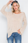 Natural Scoop Neck Long Sleeves Sweater /2-2-2