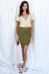 Green Ribbed High Waist Mini Skirt /2-2-2 - Tasha Apparel Wholesale
