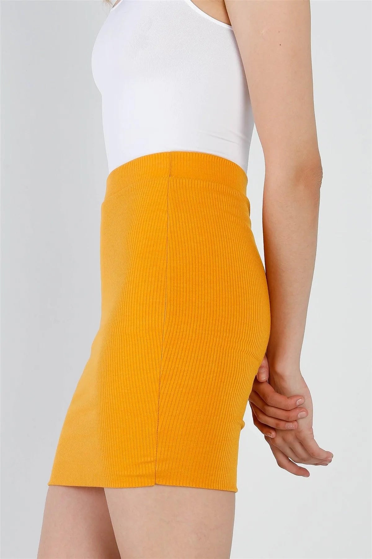 Kumquat Ribbed High Waist Mini Skirt /2-2-2 - Tasha Apparel Wholesale