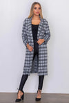 Grey Plaid Woven Tailored Long Jacket - Tasha Apparel Wholesale