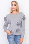 Grey Random Ribboned Detail Sweater /3-2-1