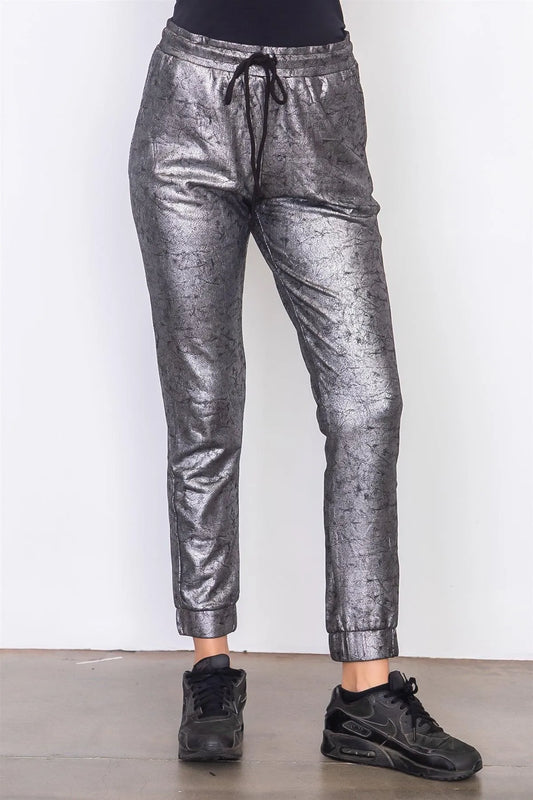 Black Faux Suede Jogger Pants /3-2-1 - Tasha Apparel Wholesale