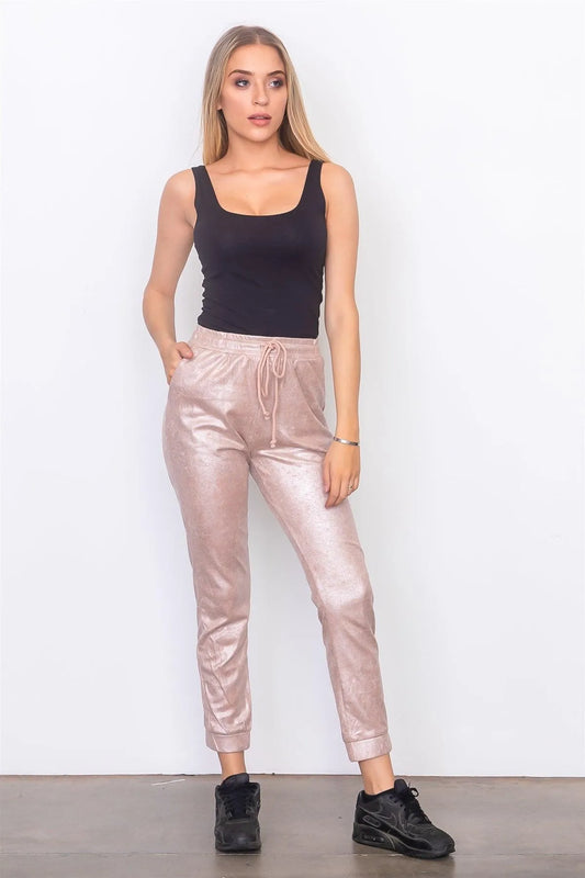 Blush Faux Suede Jogger Pants /3-2-1 - Tasha Apparel Wholesale