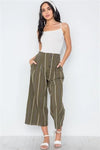 Olive Stripe High-Waist Wide Leg Boho Pants /3-1-1 - Tasha Apparel Wholesale