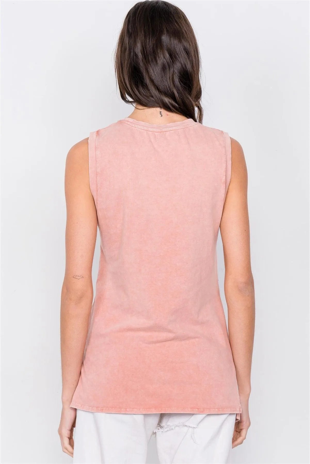 Soft Clay Washed Front Rolled Knot Sporty Tank Top /3-2-1 - Tasha Apparel Wholesale
