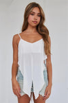 Off-White Wrap Waist Semi Sheer Cami Top - Tasha Apparel Wholesale