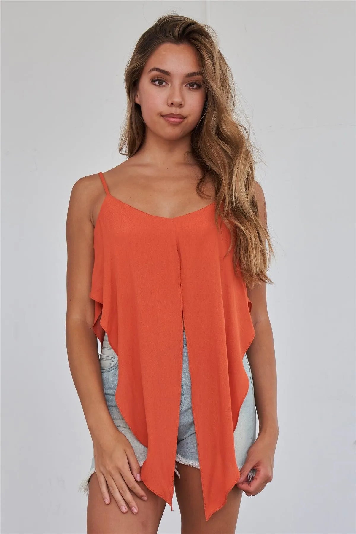 Rust Orange Wrap Waist Cami Top - Tasha Apparel Wholesale