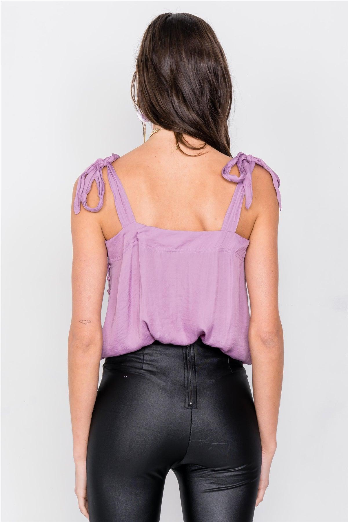 Lilac Relaxed Fit Side Button Snap Thong Bodysuit /4-2-1