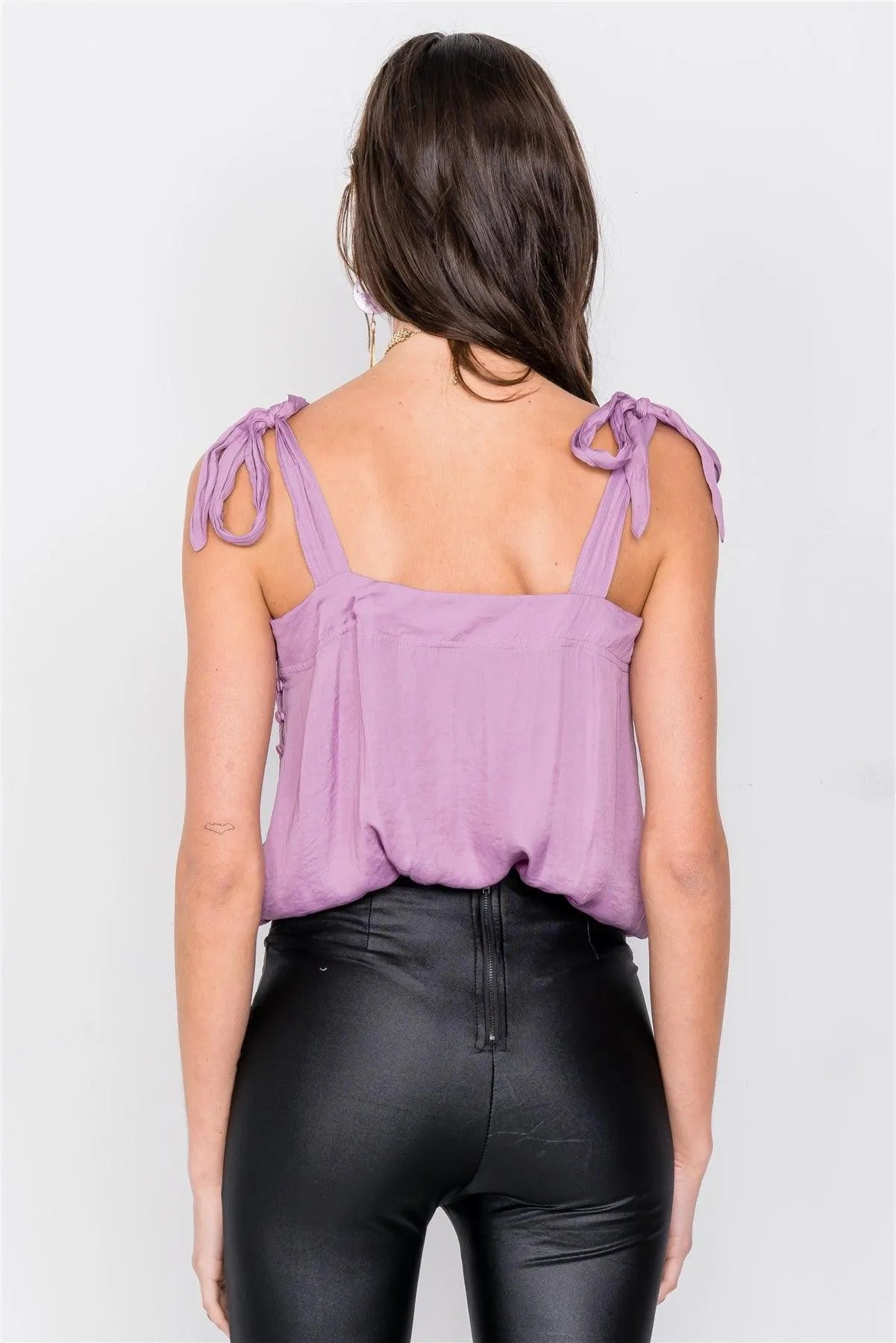 Lilac Relaxed Fit Side Button Snap Thong Bodysuit /4-2-1 - Tasha Apparel Wholesale