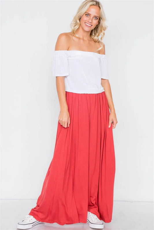 Light Brick Wide Leg Maxi Hipster High Waist Pant /3-2-1 - Tasha Apparel Wholesale