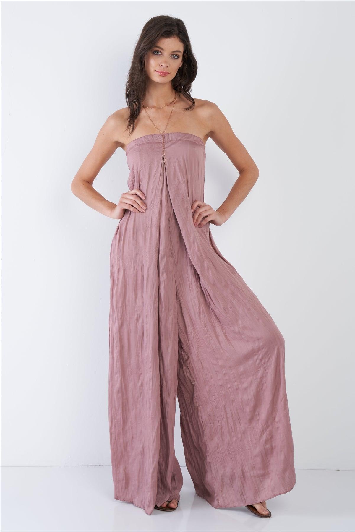 Wood Rose Sleeveless Wide Leg Relaxed Fit Jumpsuit  /3-2-1