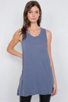 Washed Denim Semi-Sheer Athletic Racerback Top /3-2-1 - Tasha Apparel Wholesale