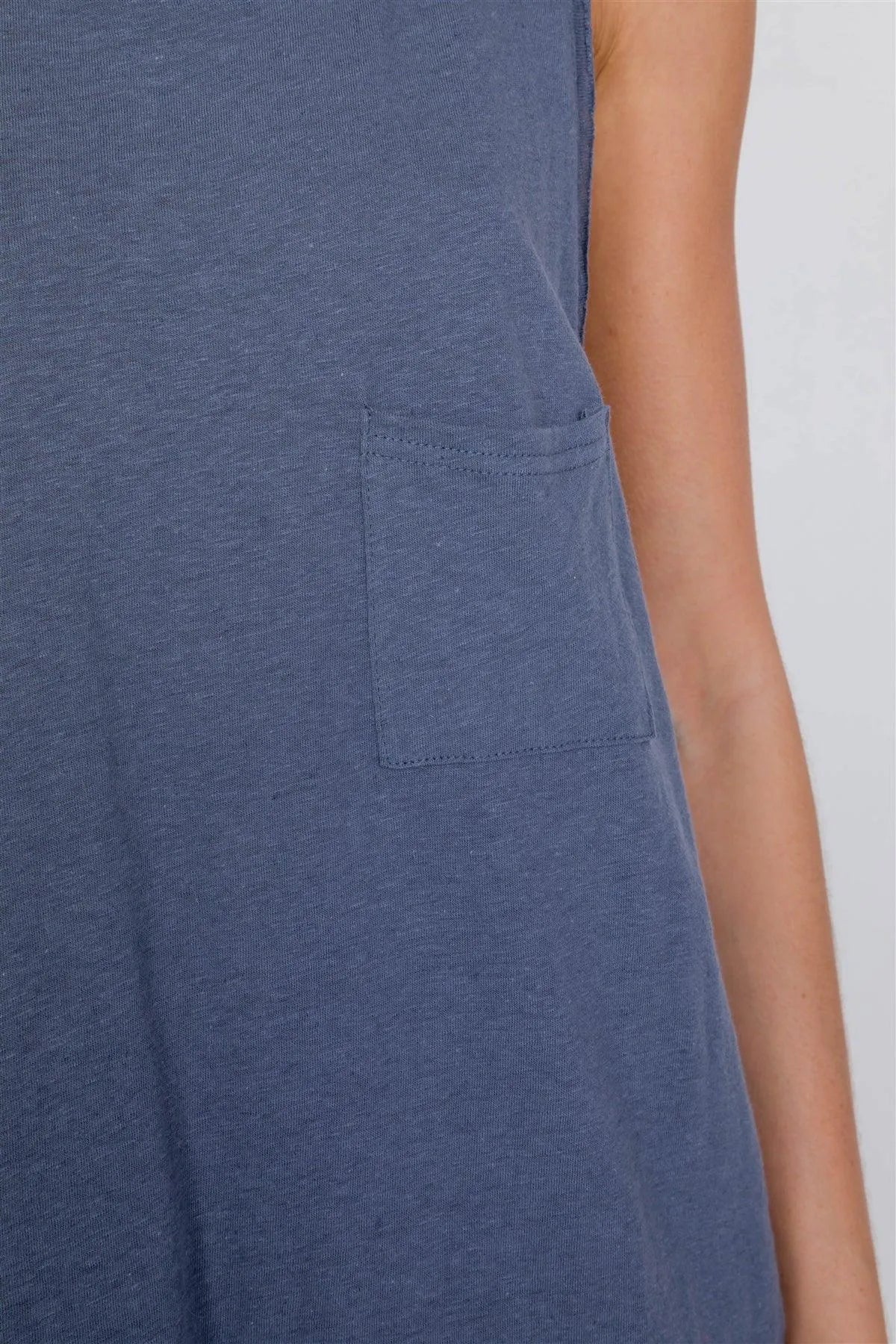 Washed Denim Semi-Sheer Athletic Racerback Top /3-2-1 - Tasha Apparel Wholesale