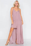 Dusty Mauve V-Neck Satin Cape Mini Dress /3-2-1 - Tasha Apparel Wholesale