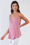 Mauve Pink Layered Lace Babydoll Cami Top /3-2-1 - Tasha Apparel Wholesale