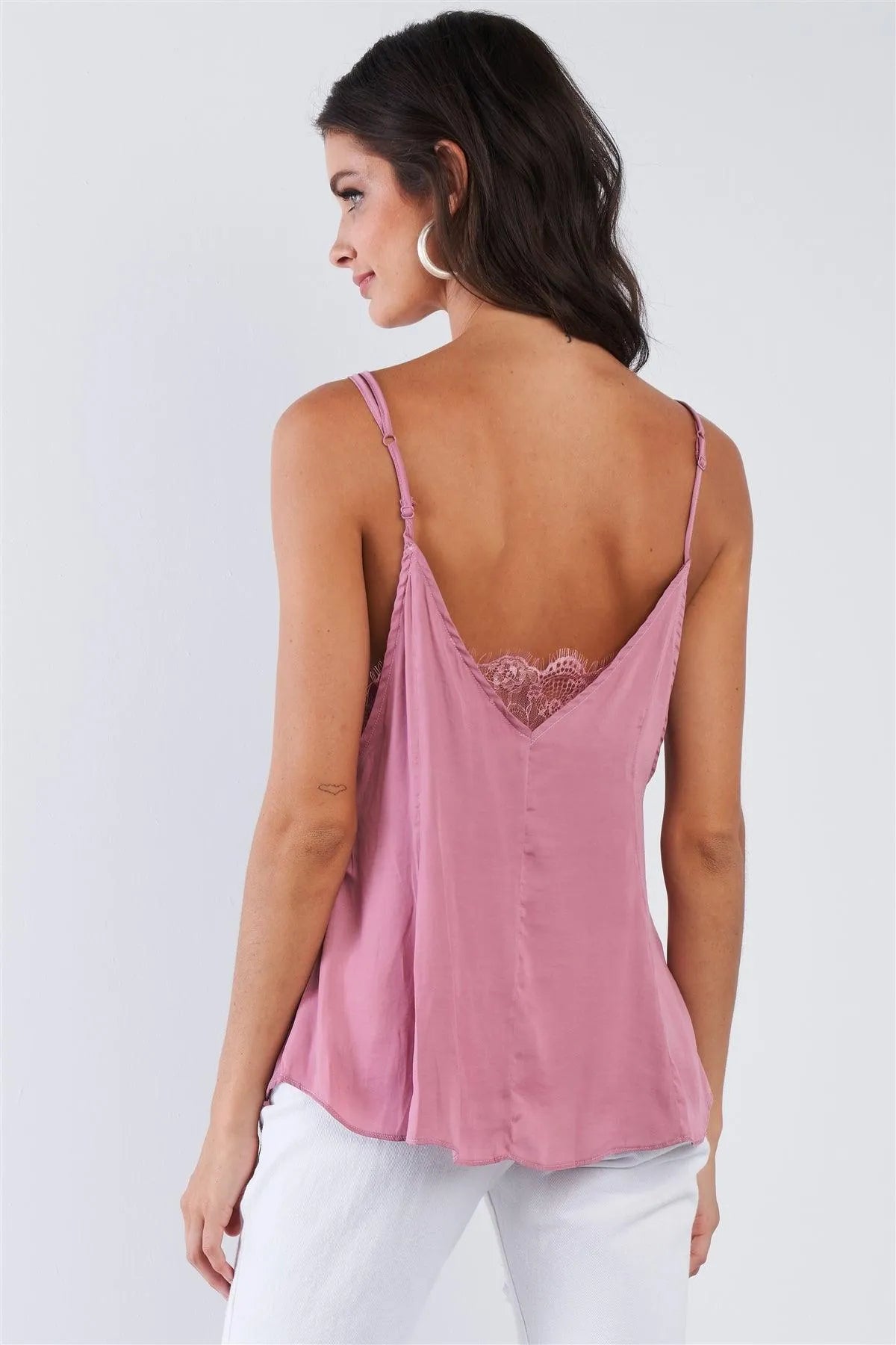 Mauve Pink Layered Lace Babydoll Cami Top /3-2-1 - Tasha Apparel Wholesale