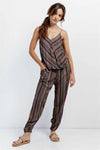 Multi Stripe V-Neck High-Low Cami & Side Slit Harem Pant Set /3-2-1 - Tasha Apparel Wholesale