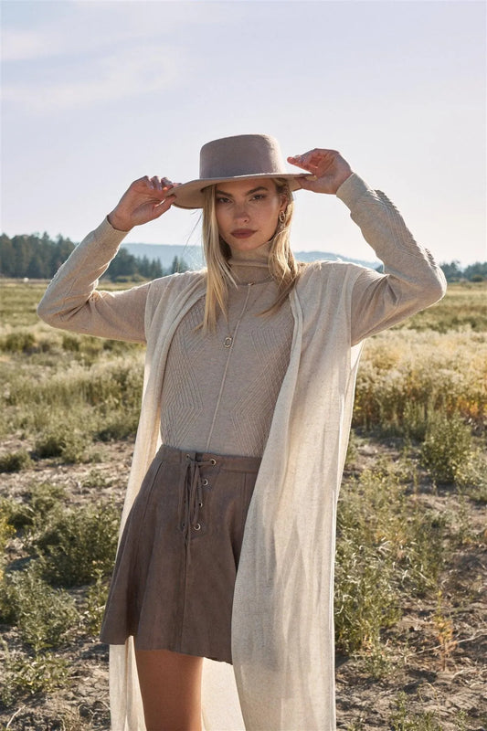 Mushroom Vegan Suede High-Waisted Mini Skirt - Tasha Apparel Wholesale