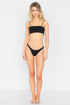 Black Lace-Up Bandeau High-Waist Cheeky Bikini Swimsuit Set  /3-2-1