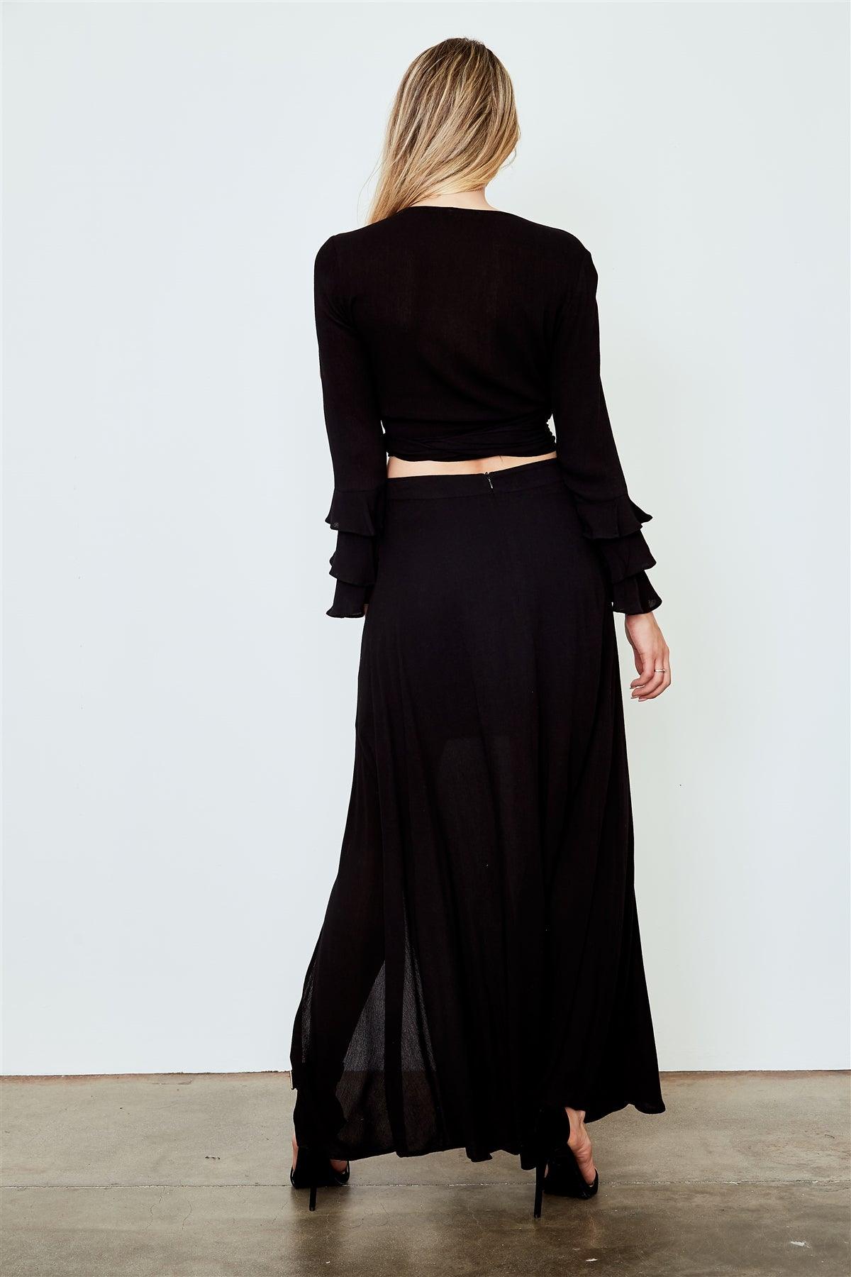 Black Side Slit Maxi Skirt /2-2-2
