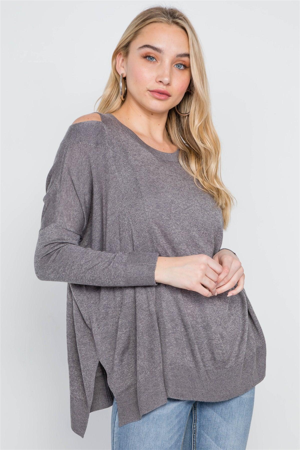 Dust Loose Fit Long Sleeve Cut-Out Sweater /2-2-2