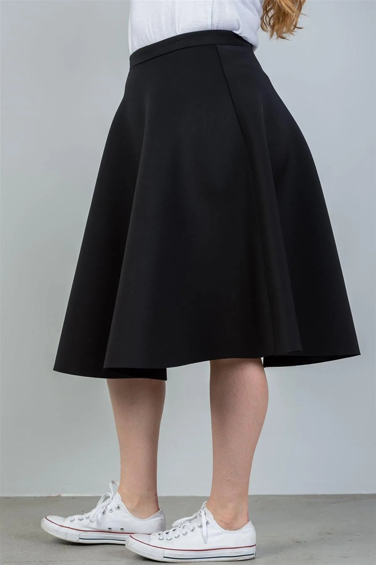 Junior Plus Size Black Midi Skirt /2-2-2-1 - Tasha Apparel Wholesale