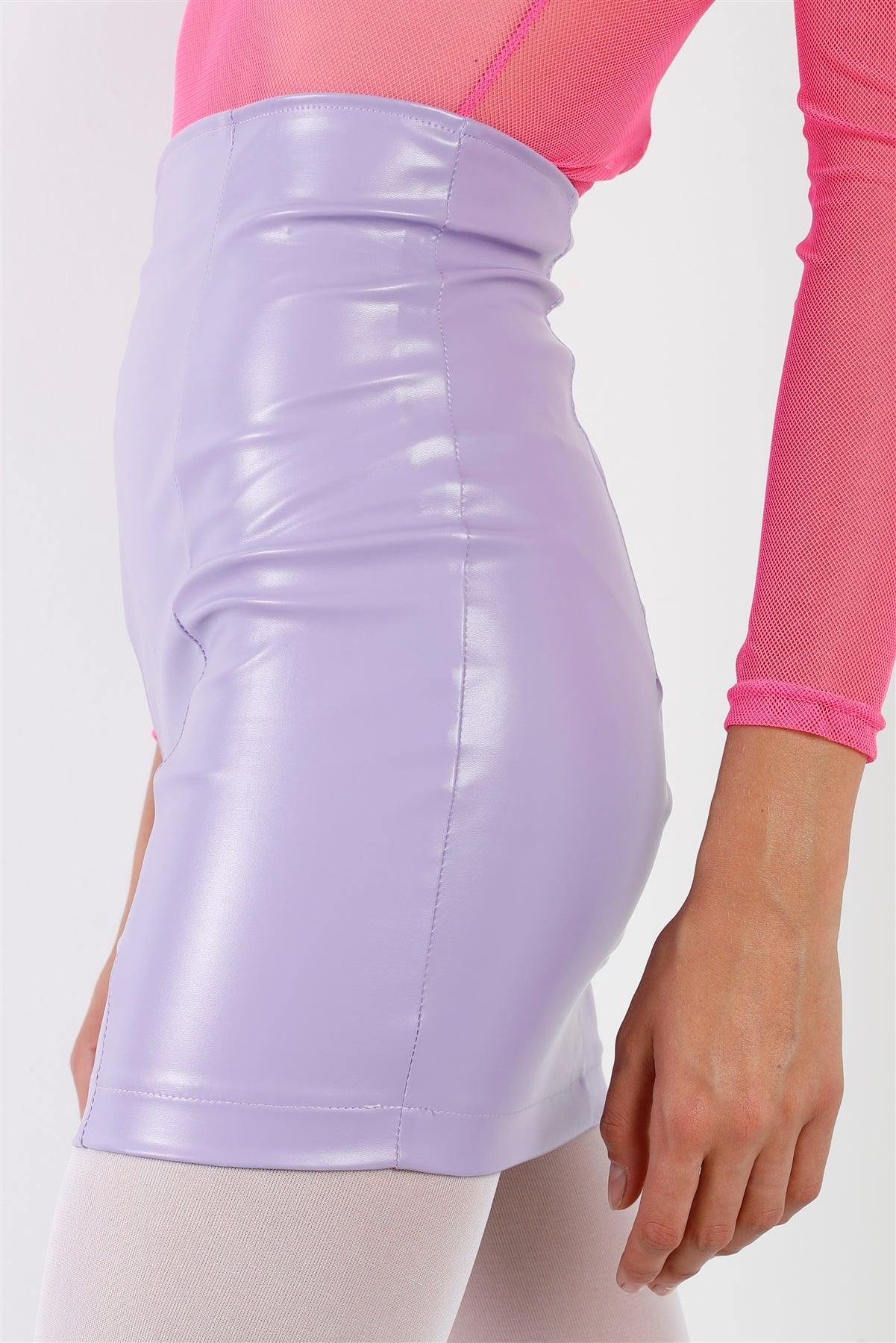 Lavender Faux Leather High Waist Mini Skirt /1-2-2-2-1