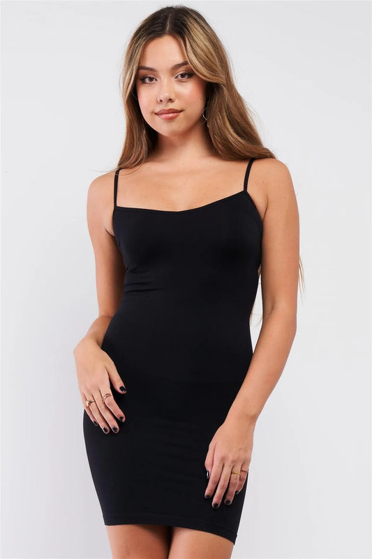 Black Slimming Underwear Under Dress Adjustable Straps Mini Dress /3-3 - Tasha Apparel Wholesale