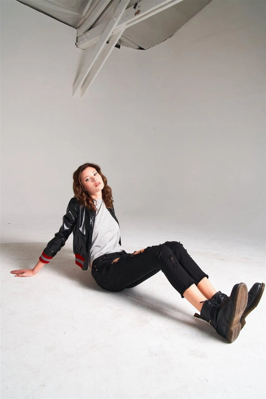 Black Ripped Destroyed Low-Mid Rise Denim Jeans /3-2-1 - Tasha Apparel Wholesale