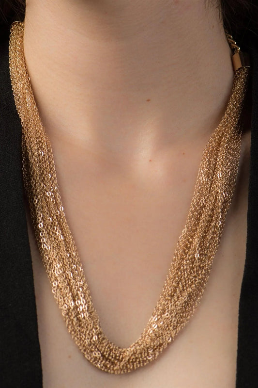 Gold Twisted Chains Necklace / 12 pieces - Tasha Apparel Wholesale