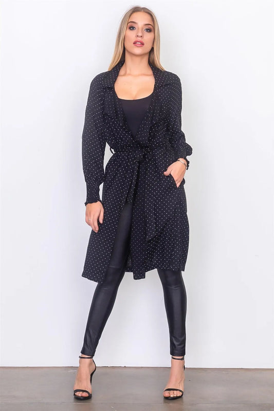Black Mini Polka Dot Cardigan /3-2-1 - Tasha Apparel Wholesale