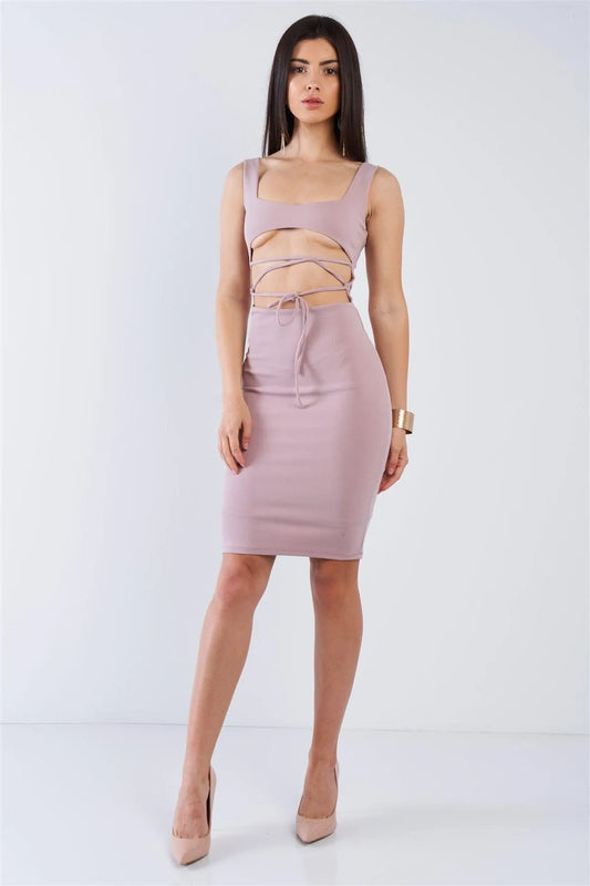 Blush Sexy Midi Exposed Chest Tie Dress /3-2-1 - Tasha Apparel Wholesale
